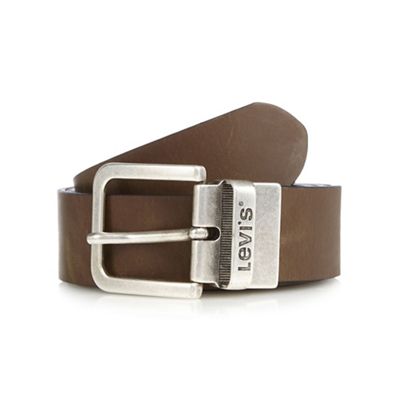 Brown leather reversible belt